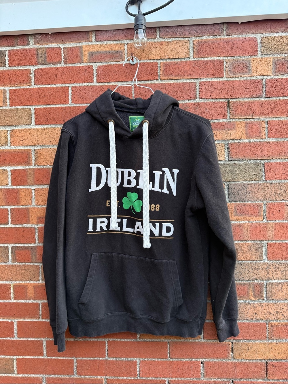 The Dublin Trading Co Dublin Ireland Pullover Hoodie XL Black Shamrock